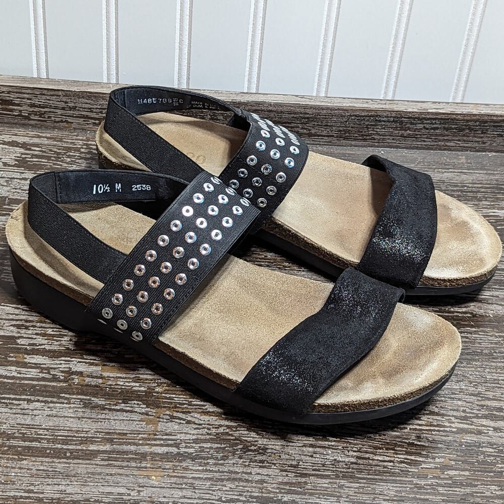 Munro Women's Black Grommet Comfort Sandal Size 10.5 M